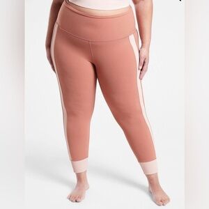 Athleta Elation Rib Trim 7/8 Tight Leggings Palermo Pink/Orchid Pink Size 2X $89